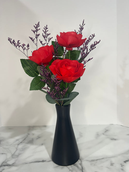 3 Red Rose Vase